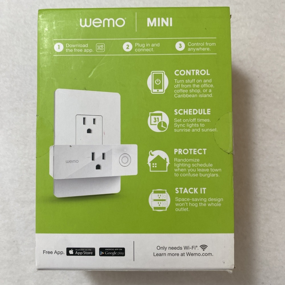 WeMo WiFi Enabled Mini Smart Plug White (F7C063) Works with Alexa Google Nest